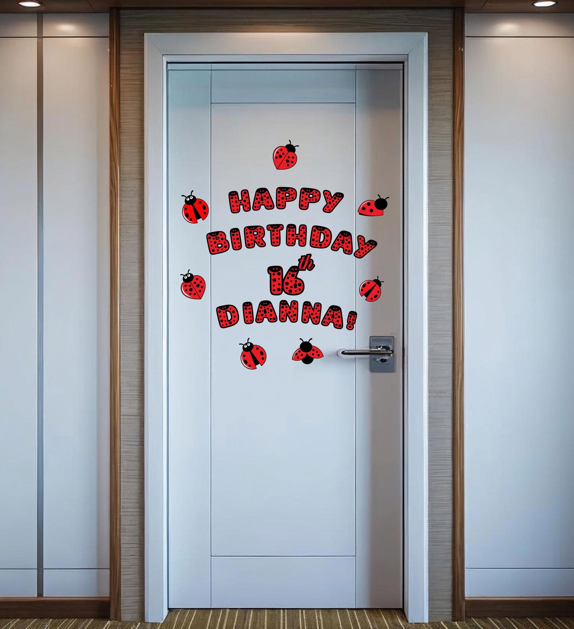 Ladybug Cruise Ship Cabin Door Decor | Personalized Birthday Door Magnets | Happy Birthday Name Decorations | Cruise Doo