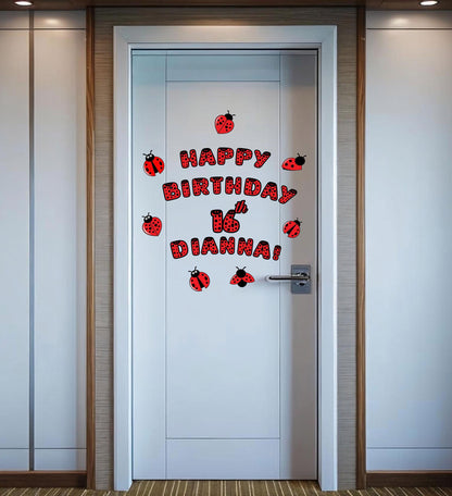 Ladybug Cruise Ship Cabin Door Decor | Personalized Birthday Door Magnets | Happy Birthday Name Decorations | Cruise Doo