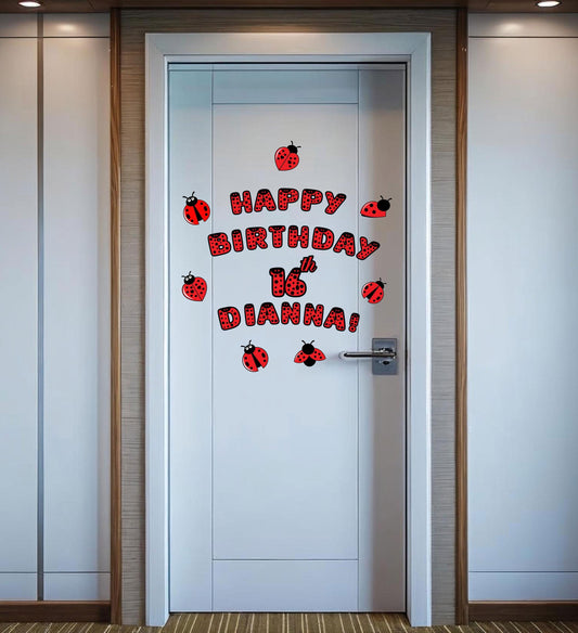 Ladybug Cruise Ship Cabin Door Decor | Personalized Birthday Door Magnets | Happy Birthday Name Decorations | Cruise Doo