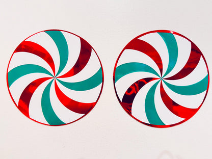 Peppermint Swirl Magnets – Set of 5 – 3 Inches Wide – Multiple Color Options