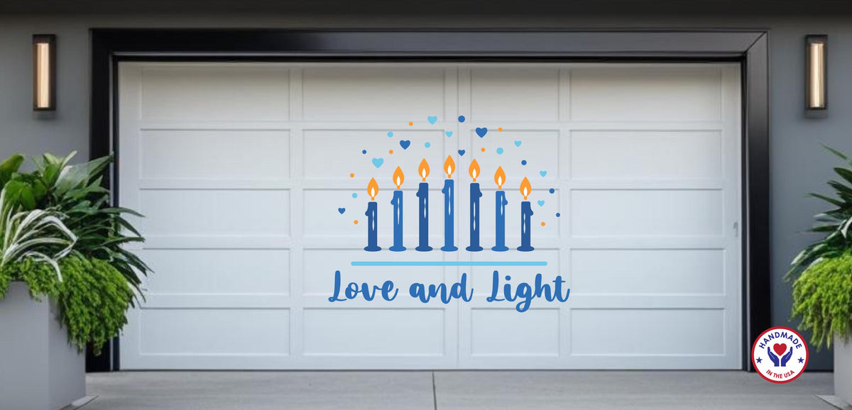 Hanukkah Love and Light Candles Garage Door Magnet Sign