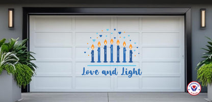 Hanukkah Love and Light Candles Garage Door Magnet Sign