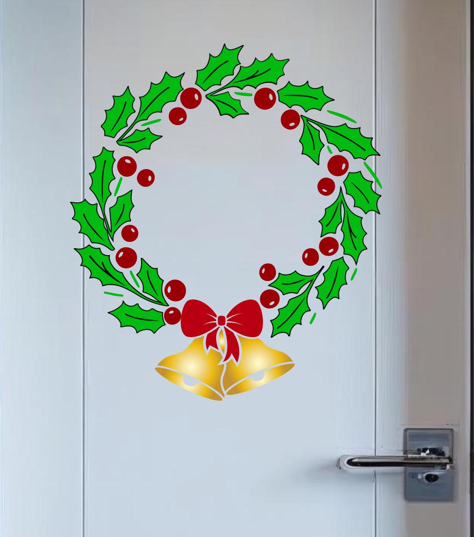 Magnetic Christmas Holly Wreath No-Nail Door Decor