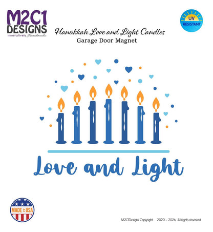 Hanukkah Love and Light Candles Garage Door Magnet Sign, Large