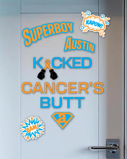 Kicked Cancer's Butt Cruise Door Magnets, Personalized Superhero Name Set