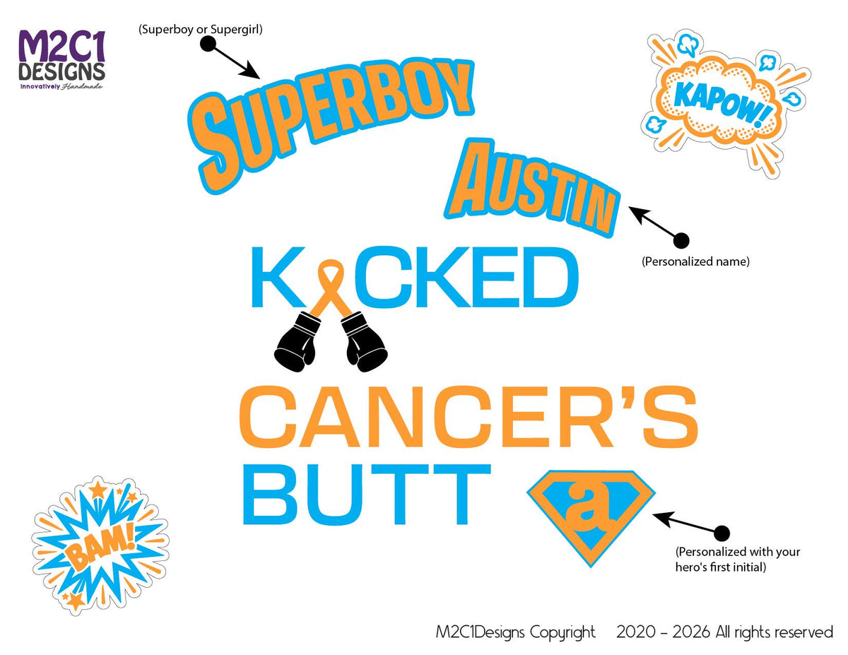 Kicked Cancer's Butt Cruise Door Magnets, Personalized Superhero Name Set