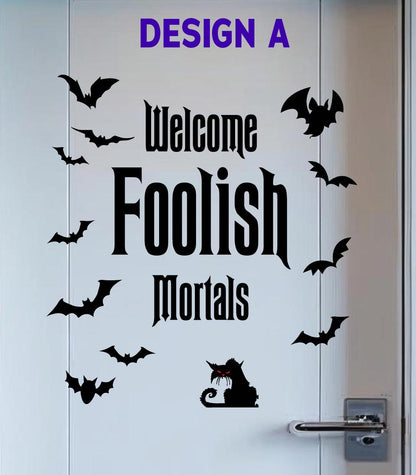 Welcome Foolish Mortals Cruise Door Magnet, Spooky Gothic Halloween Cabin Decor