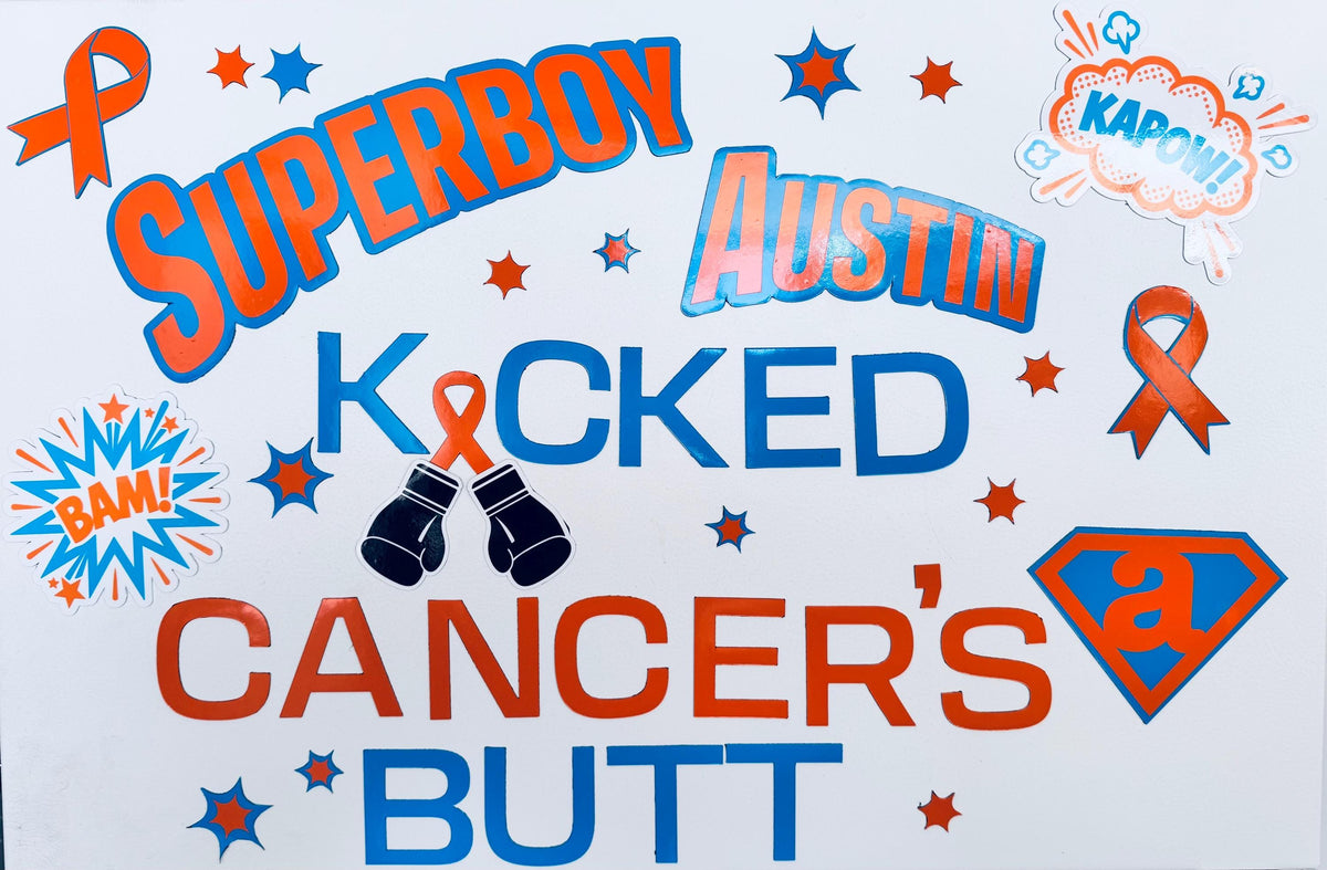 Kicked Cancer's Butt Cruise Door Magnets, Personalized Superhero Name Set