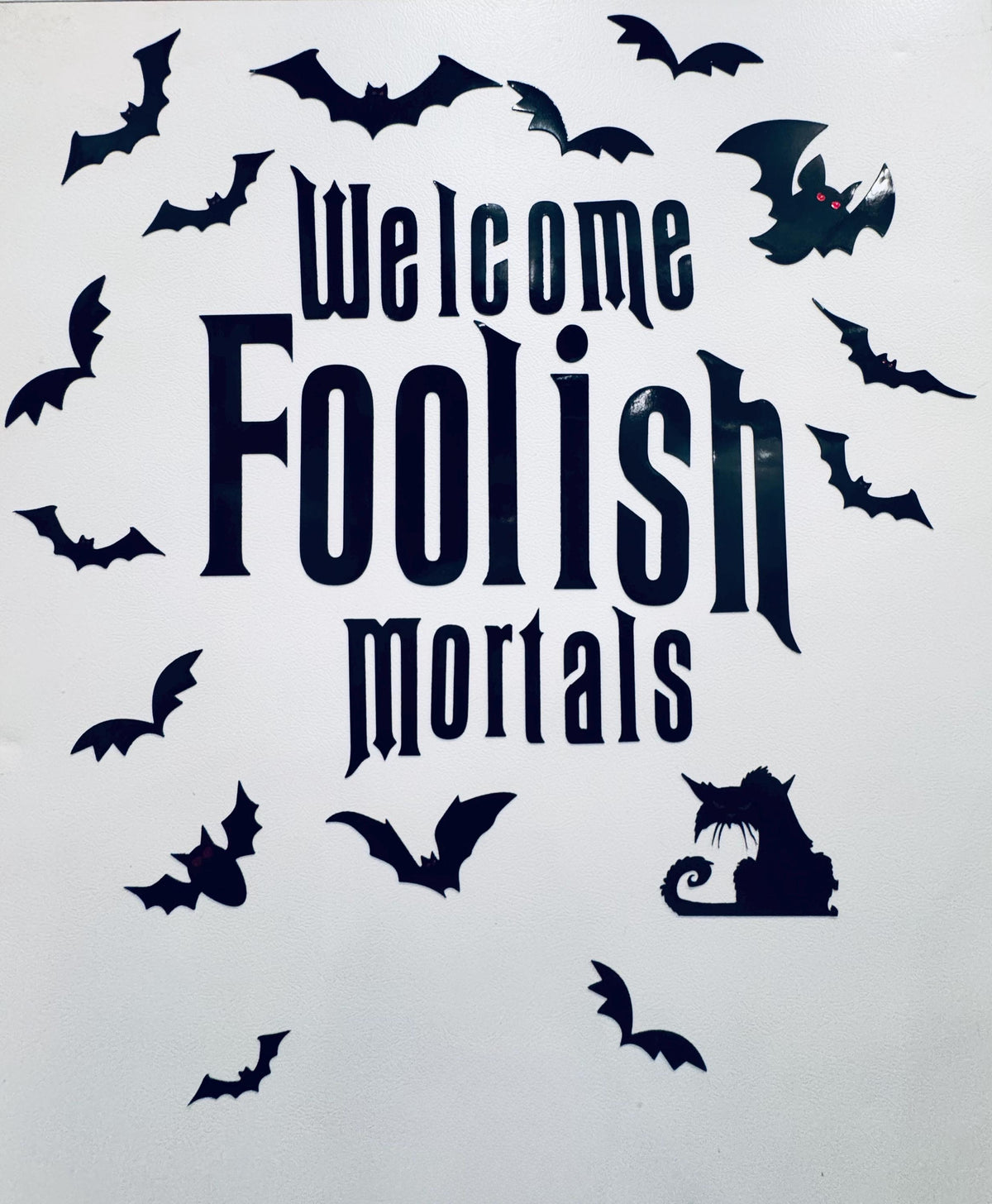 Welcome Foolish Mortals Cruise Door Magnet, Spooky Gothic Halloween Cabin Decor