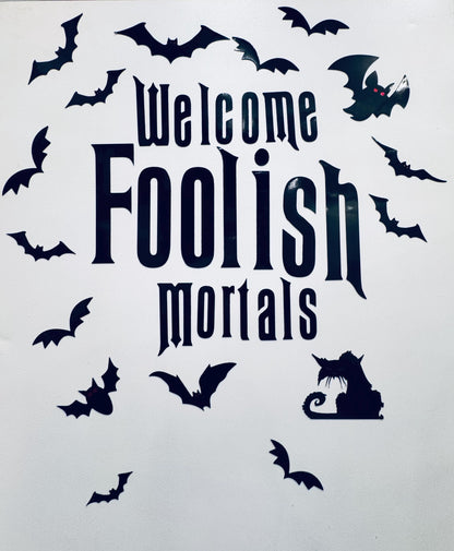 Welcome Foolish Mortals Cruise Door Magnet, Spooky Gothic Halloween Cabin Decor