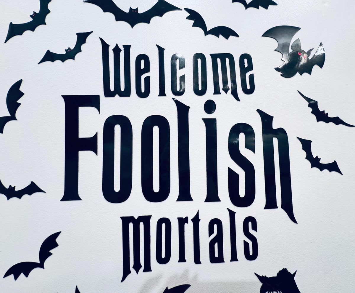 Welcome Foolish Mortals Cruise Door Magnet, Spooky Gothic Halloween Cabin Decor