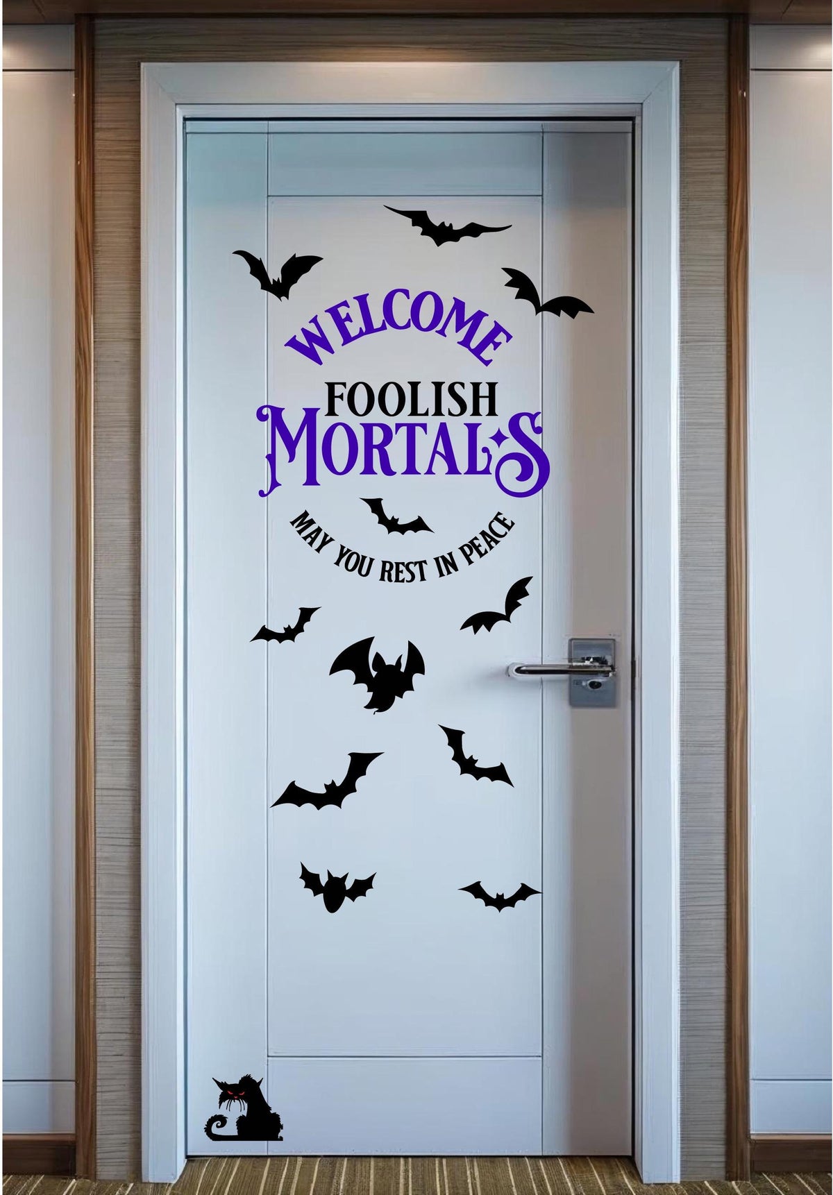 Welcome Foolish Mortals Cruise Door Magnet, Spooky Gothic Halloween Cabin Decor