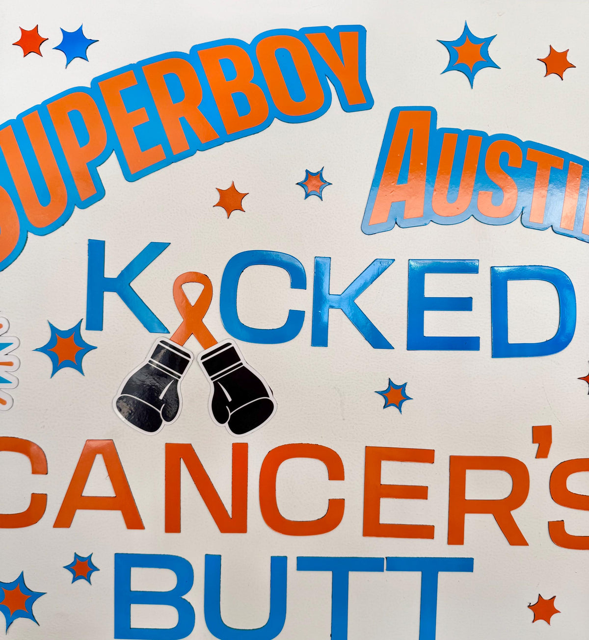 Kicked Cancer's Butt Cruise Door Magnets, Personalized Superhero Name Set
