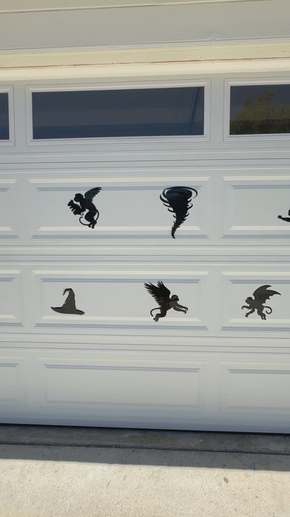 Halloween Flying Monkeys Garage Door Magnets: Flying Monkeys Beware Silhouette Set