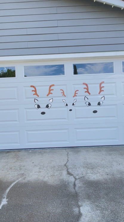 Christmas Reindeer Faces Garage Door Magnets | Holiday Garage Door Décor | Family Reindeer Set | Outdoor Christmas Decorations